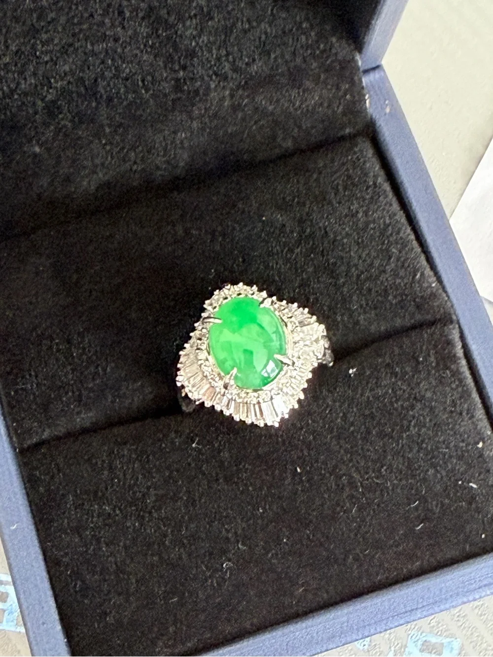 Natural Jade and natural diamonds Ring - Women Jewelry